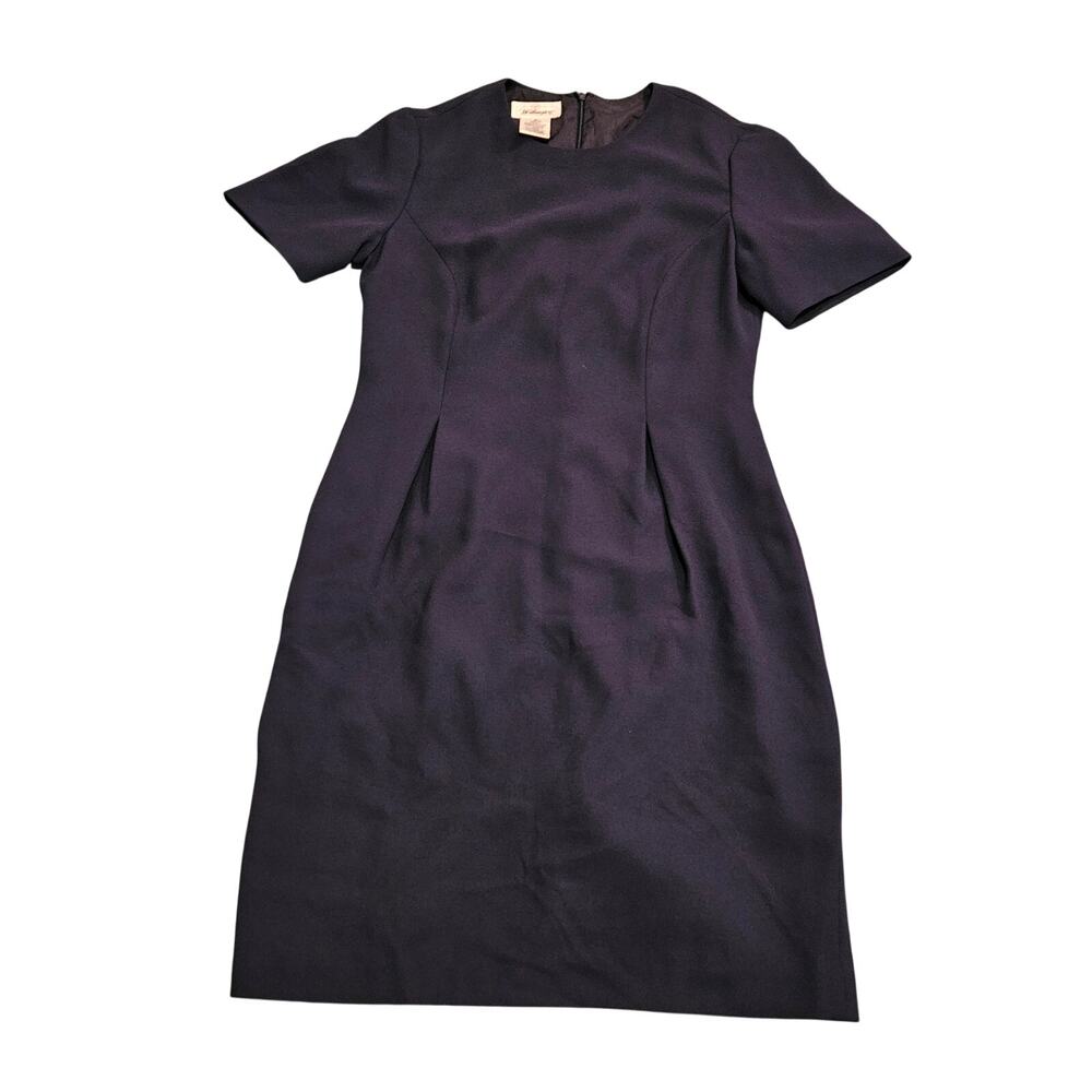 Worthington Petite Navy Blue Sheath Dress Short Sleeve Career Midi Dress Size 8P